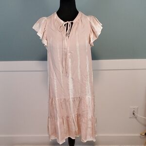 Knox Rose Soft Pink And White Tie Dye Boho Dress M
